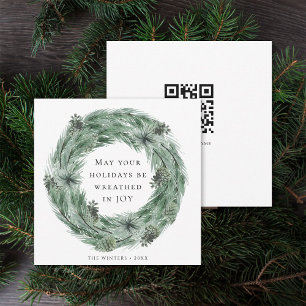 Pijn Tree met Square Holiday Kaart met QR-code