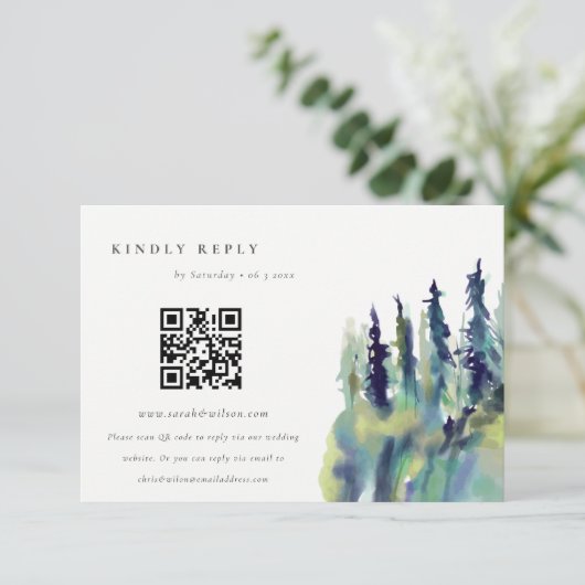 Pijn Tree Mountain Landscape Weddenschap QR Code R Informatiekaartje (Staand voorkant)