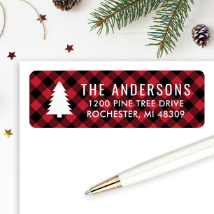 Pijn Tree Red Buffalo Pset Holiday Return-adres Etiket