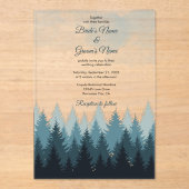 Pijn Tree Waterverf Forest Rustic Wedding Acryl Uitnodigingen (Voorkant)