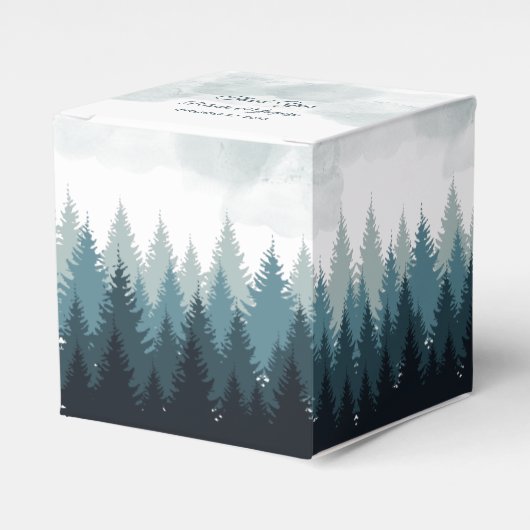 Pijn Tree Waterverf Forest Rustic Wedding Bedankdoosjes (Voorkant Zijde)