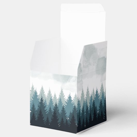 Pijn Tree Waterverf Forest Rustic Wedding Bedankdoosjes (Geopend)