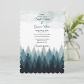 Pijn Tree Waterverf Forest Rustic Wedding Kaart (Staand voorkant)