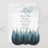 Pijn Tree Waterverf Forest Rustic Wedding Kaart (Voorkant)