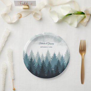 Pijn Tree Waterverf Forest Rustic Wedding Papieren Bordje