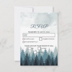 Pijn Tree Waterverf Forest Rustic Wedding RSVP Kaartje