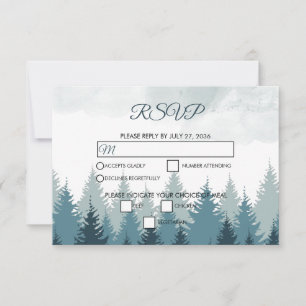 Pijn Tree Waterverf Forest Rustic Wedding RSVP Kaartje