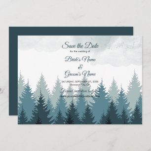 Pijn Tree Waterverf Forest Rustic Wedding Save The Date