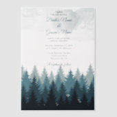 Pijn Tree Waterverf Forest Rustic Wedding Vellum Uitnodigingen (Voorkant)