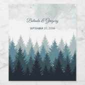 Pijn Tree Waterverf Forest Rustic Wedding Wijn Etiket (Enkel label)