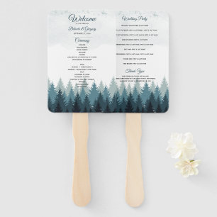 Pijn Tree Waterverf Forest Wedding Programme Handwaaier