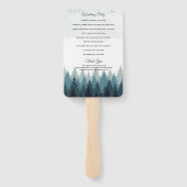 Pijn Tree Waterverf Forest Wedding Programme Handwaaier (Achterkant)