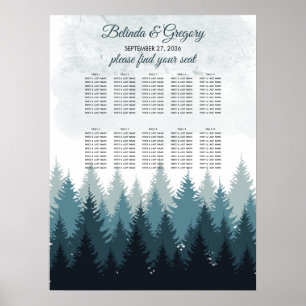Pijn Tree Waterverf Forest Wedding Seating Chart Poster