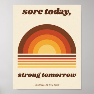 Pijn Vandaag Sterk Morgen Retro 70s Gym Poster