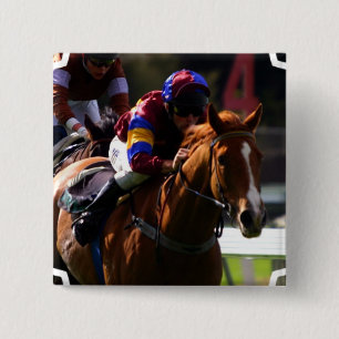 Pijn voor paardenraces vierkante button 5,1 cm