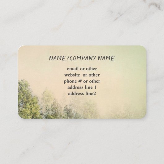 Pijnbomen berglandschap  stijl visitekaartje (Achterkant)