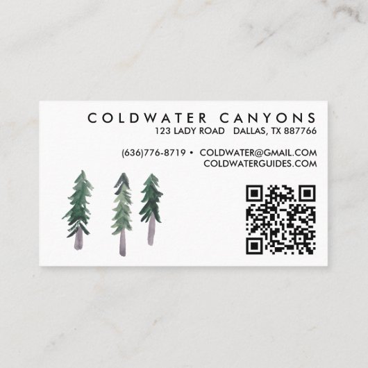 Pijnbomen Buiten Camp Hike Avontuur QR Code Visitekaartje (Achterkant)