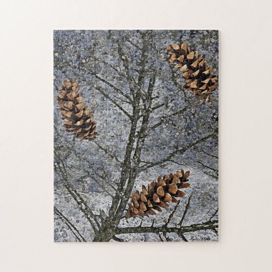 Pijnbomen in de sneeuw legpuzzel (Verticaal)