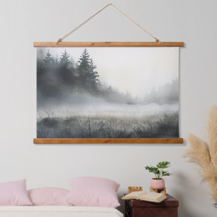 Pijnbomen Meadow Low Lying Fog Hangend Wandkleed