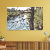 Pijnbomen, rivieren en oude brug Foto Canvas Afdruk (Insitu (Woonkamer))