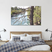 Pijnbomen, rivieren en oude brug Foto Canvas Afdruk (Insitu (Slaapkamer))