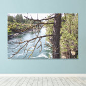 Pijnbomen, rivieren en oude brug Foto Canvas Afdruk (Insitu (Houten vloer))