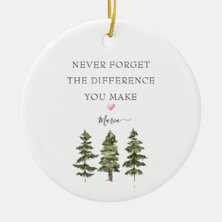 Pijnbomen vergeten nooit gepersonaliseerde boodsch keramisch ornament