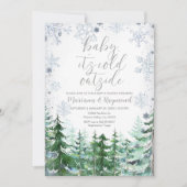 Pijnbomen Winter Baby shower Invite Kaart (Voorkant)