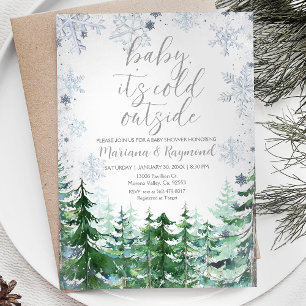 Pijnbomen Winter Baby shower Invite Kaart