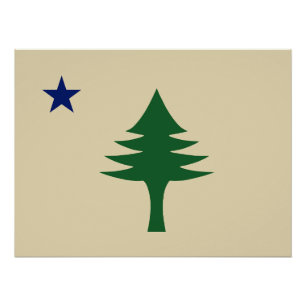 Pijnboom en ster 1901 vlag van Maine State Perfect Poster