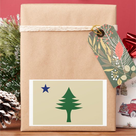 Pijnboom en ster 1901 vlag van Maine State Rechthoekige Sticker (Feestdagen)