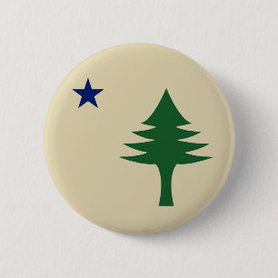 Pijnboom en ster 1901 vlag van Maine State Ronde Button 5,7 Cm