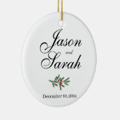 Pijnboom en veenbes | De datum opslaan Keramisch Ornament (Rechts)