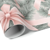  Pijnboom met Pastel Roze Bow Elegant Cadeaupapier (Rol Hoek)