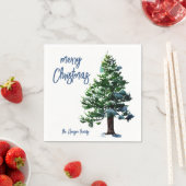 Pijnboom met sneeuwWaterverf die Kerstmis schilder Servet (Insitu)