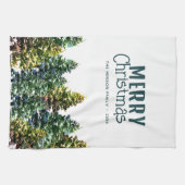 Pijnboombos met sneeuwWaterverf kerst Theedoek (Horizontaal)