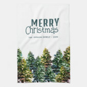 Pijnboombos met sneeuwWaterverf kerst Theedoek (Verticaal)