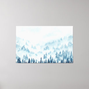 Pijnboombos onder een deken van sneeuw canvas afdruk