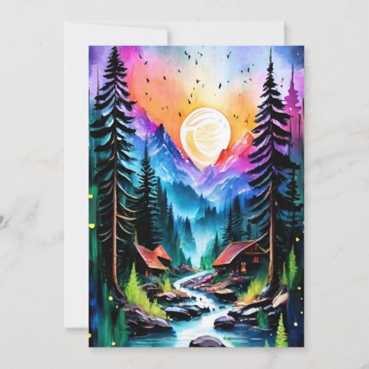 Pijnboombos Rustische Waterverf Therew Wedding Kaart (Achterkant)