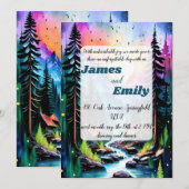 Pijnboombos Rustische Waterverf Therew Wedding Kaart (Voorkant / Achterkant)