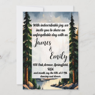 Pijnboombos Rustische Waterverf Therew Wedding Kaart