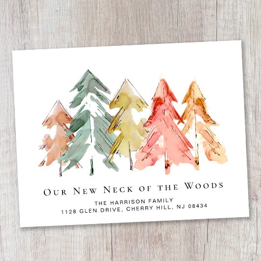 Pijnboombos Waterverf Verplaatsende Aankondiging