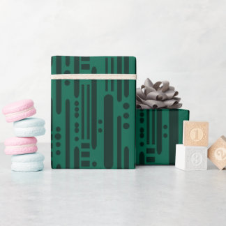 Pijnboomdonkergroen abstract gestreept patroon cadeaupapier