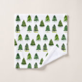 Pijnboompatroon Kerst Groene Waterverf Bad Handdoek (Wasdoekje)