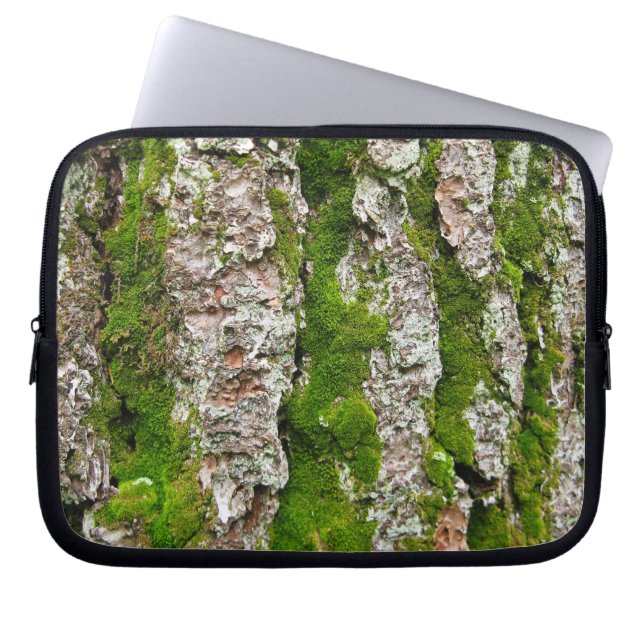 Pijnboomschors met moss laptop sleeve (Voorkant)