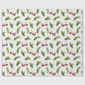 Pijnboomtakken en rode bessen Kerstmis Cadeaupapier (Vlak)