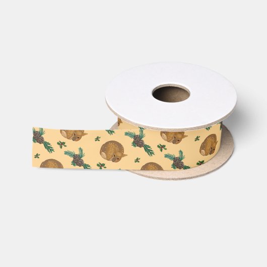 Pijnboomtakken, hulst en fawn. lint (Spoel)