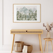 Pijnbos en bergen Waterverf Poster