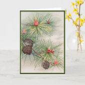 Pijnen en Bloem Kerstmis Kaart (Gele Bloem)