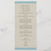 Pijnkegels en Burlap Blue bruiloft programma (Achterkant)